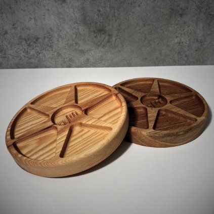 Sectioned Wooden Serving Tray for Snacks