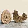 Handmade Oak Easter Hens and Eggs