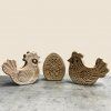 Handmade Oak Easter Hens and Eggs