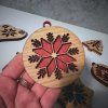 Czech Folklore Wooden Christmas Ornaments, Red