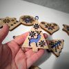 Wooden Slavic Folklore Christmas Ornaments, Blue Accent