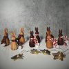 Oak & Walnut Wood Bunny Figurines with Scarf