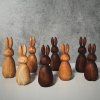 Oak & Walnut Wood Bunny Figurines with Scarf
