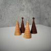 Oak & Walnut Wooden Christmas Tree Figurines