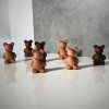 Oak & Walnut Wooden Bear Statuettes with Hats and Scarves
