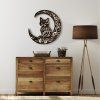 3D Wooden Cat & Moon Wall Art