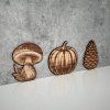 Set of 3 Autumnal Oak Veneered Wooden Magnets