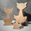 Handmade Oak Wood Cat Figurine
