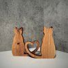 Set of 2 Handmade Oak Cat Figurines