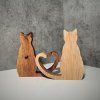 Set of 2 Handmade Oak Cat Figurines