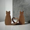 Set of 2 Handmade Oak Cat Figurines