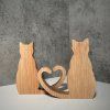 Set of 2 Handmade Oak Cat Figurines