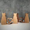 Set of 2 Handmade Oak Cat Figurines