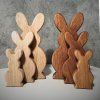 Solid Oak Easter Bunny Figurines