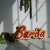 Custom Oak Name Sign with Colorful Stabilized Moss