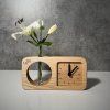Solid Wood Table Clock with Flower Ampoule