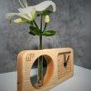 Solid Wood Table Clock with Flower Ampoule
