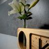 Solid Wood Table Clock with Flower Ampoule