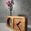 Solid Wood Table Clock with Flower Ampoule