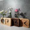 Solid Wood Table Clock with Flower Ampoule