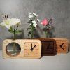Solid Wood Table Clock with Flower Ampoule
