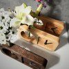 Solid Wood Table Clock with Flower Ampoule