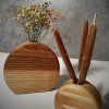 Round Solid Wood Vase Set