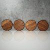 Set of 4 Oak Veneer Tree Ring Coasters