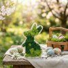 Wooden Easter Bunny Decoration with Stabilized Moss