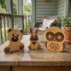 Wooden Animal Figurines | Bear, Rabbit, Owl