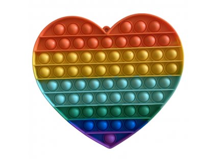 Pop It Rainbow antistresová hračka srdce JUMBO 20 cm