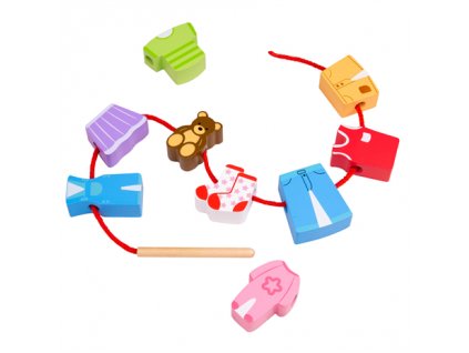 Bigjigs Toys Navlékání korálků oblečení