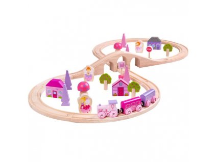 Bigjigs Rail Dřevěná vláčkodráha osmička pro princezny 35 dílů