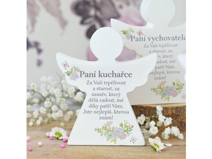 Dárkový anděl - Paní kuchařce (s květinami)