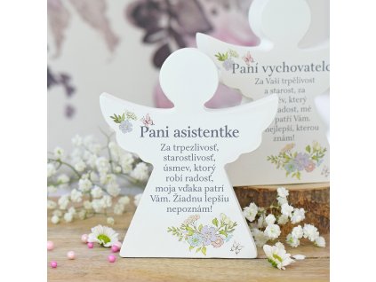 Dárkový anděl - Paní asistentce (s květinami) SK