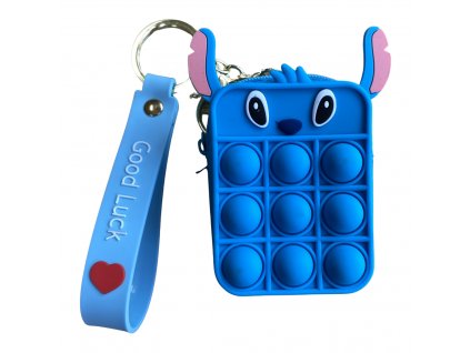 Pop It antistresová hračka peněženka modrá Stitch 8,5 cm