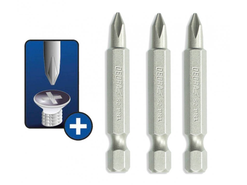 Skrutkové bity Phillips PH2x50mm, 3ks blister - 18A06PH21-03