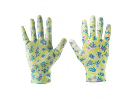 Záhradné rukavice, potiahnuté nitrilom, kvetinový vzor, veľkosť 8 " VERTO  97H141