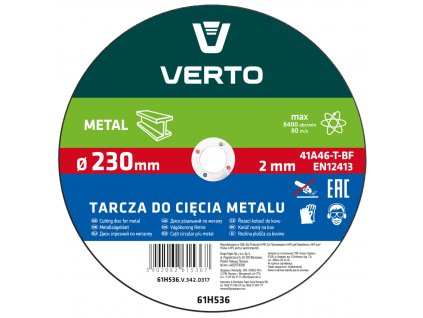 Rezací kotúč na kov T41, 230 x 1,5 x 22 mm VERTO 61H536