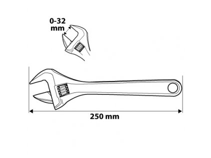 Nastaviteľný kľúč 250 mm, rozsah 0-32 mm | NEO 03-029