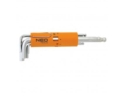 Hexagonálne kľúče, dlhé, guľaté 2,5-10mm, súprava 8 ks | NEO TOOLS 09-523
