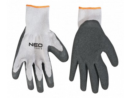 Pracovné rukavice, polyester + bavlna bezšvíkové pletené podšívka, winkled latex dlaň potiahnutá, 8 " | NEO TOOLS 97-601