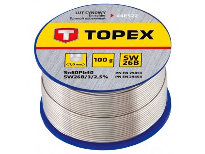 Cínová spájka, 60% Sn, 1,0 mm priem., 100 g | TOPEX 44E522