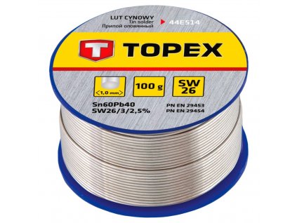 Cínová spájka, 60% Sn, 1,0 mm priem., 100 g | TOPEX 44E514