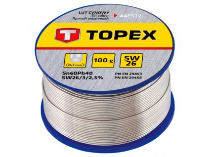 Cínová spájka, 60% Sn, 0,7 mm priem., 100 g | TOPEX 44E512