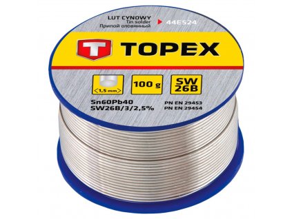 Cínová spájka, 60% Sn, 1,5 mm priem., 100 g | TOPEX 44E524