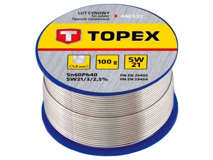 Cínová spájka, 60% Sn, 1,5 mm priem., 100 g | TOPEX 44E532