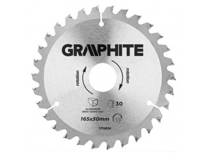 Pílový kotúč, spekaný karbid, 165 x 30 mm, 30 zubov | GRAPHITE 57H654