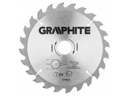 Pílový kotúč, spekaný karbid, 200 x 30 mm, 24 zubov | GRAPHITE 57H674