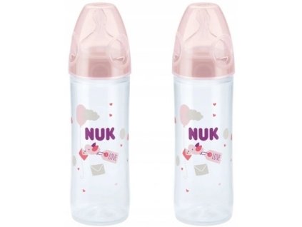 NUK fľaša 250 ml Klasický silikónový cumlík 6-18m ružová